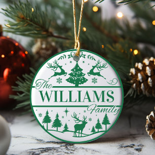 Family Name Keepsake Classic Christmas Custom Ceramic Tree Decoration