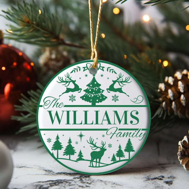 Family Name Keepsake Classic Christmas Custom Ceramic Tree Decoration (Family Name Keepsake Classic Christmas Custom Ceramic Ornament. Just add your family name!)