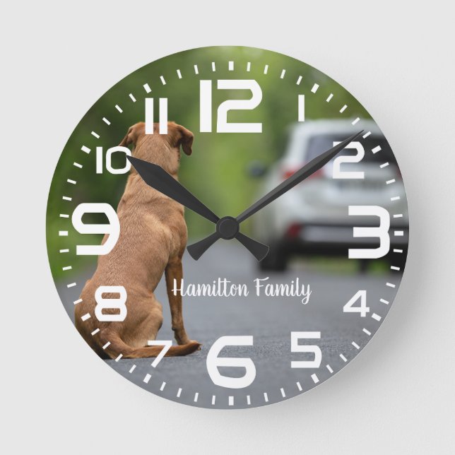 Family Name Labrador Dog Car Wall Clock (Front)