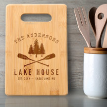 Family Name Lake House Rustic Boat Oars Trees