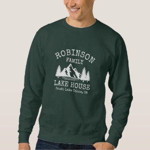 Family Name Lake House Rustic White Silhouette Sweatshirt