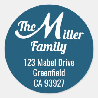 Family Name Letter M Classic Round Sticker