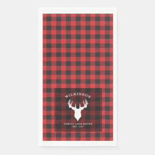 Family Name Lumberjack Plaid Lake House Napkin