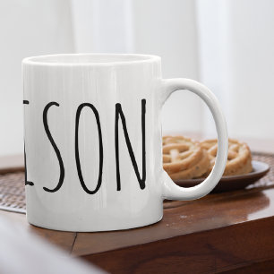 Family Name, Marker Pen Effect Black & White Coffee Mug