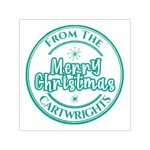 Family name Merry Christmas greeting snowflake Self-inking Stamp