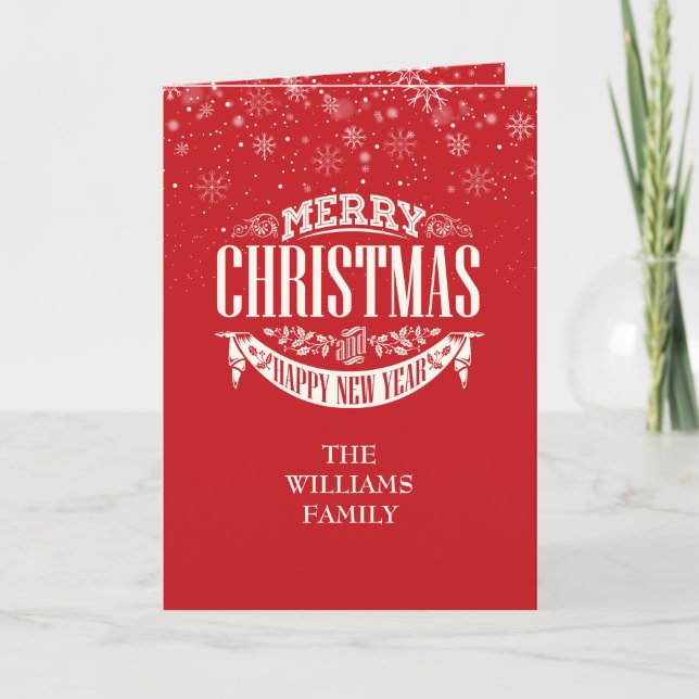 Family Name Merry Christmas Happy New Year Card (Front)