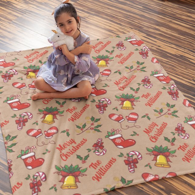 Family Name Merry Christmas Pattern  Sherpa Blanket (Creator Uploaded)