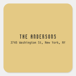 Family Name Modern Plain Professional Brass Yellow Square Sticker