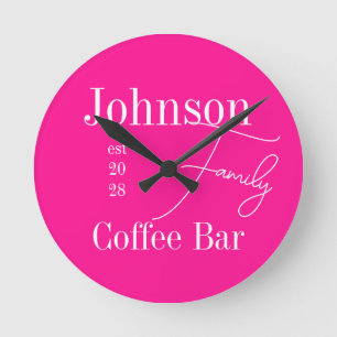 Family Name Modern Typography Round Clock