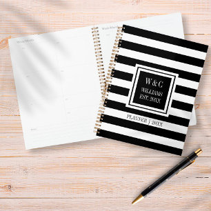 Family Name Monogram Black Stripe 2021 Planner
