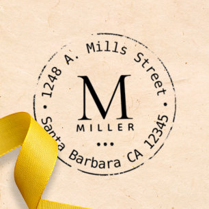 Family Name Monogram Circle Return Address Self-inking Stamp