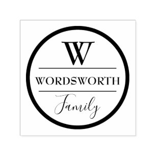Family name monogram DIY round black Self-inking Stamp