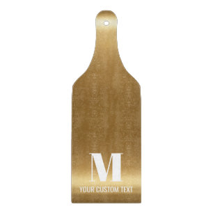 Family Name Monogram Elegant Gold Metallic Print Cutting Board