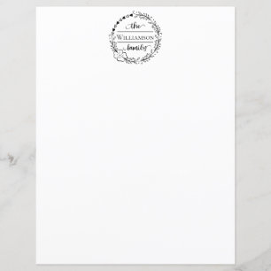 Family Name Monogram Floral Wreath Stationary