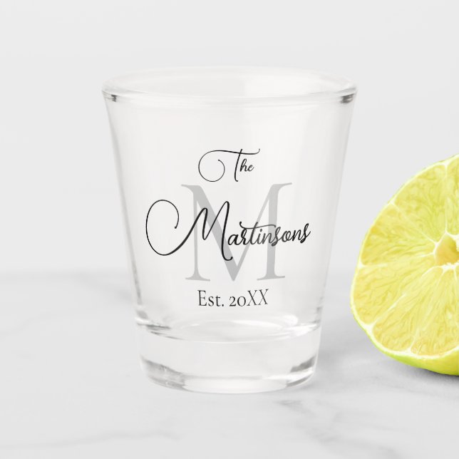 Family Name Monogram Personalised Shot Glass (Front)