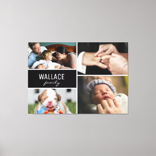 Family name multiple photo collage canvas print
