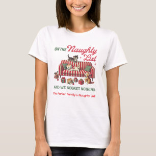 Family Name Naughty List Cat Christmas T-Shirt
