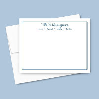Family Name Navy Blue Border Classic Stationery