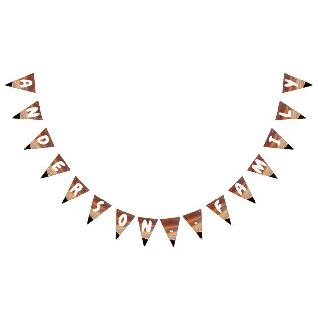 Family Name Orange Yellow Sunset Behind Mountains  Bunting (All)