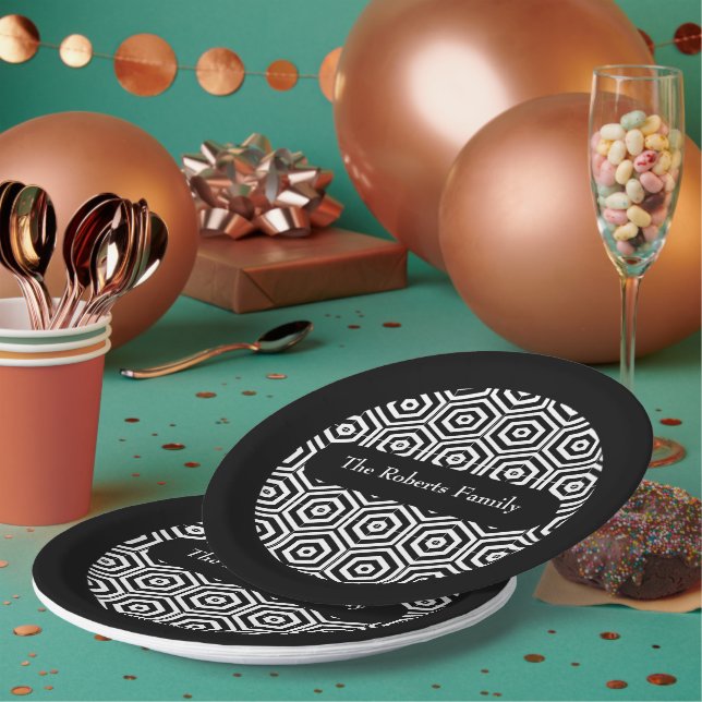 Family Name Party Plates Hexagon Pattern (Multi)