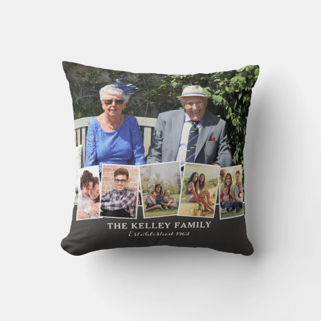 Family Name Personalised 6 Photo Collage Cushion (Front)