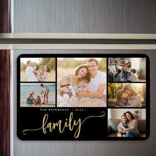 Family name personalised 6 photo collage magnet