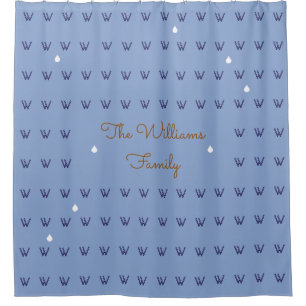 family name personalised blue (custom) shower curtain