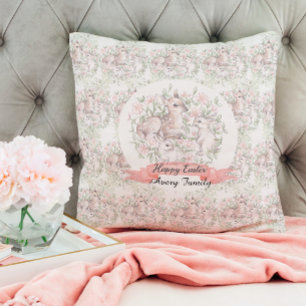 Family Name Personalised Deer Bunny Easter Cushion