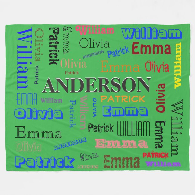 Family Name 💛 Personalised Word Cloud  Fleece Blanket (Front (Horizontal))