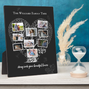 Family Name Photo Collage   Family Tree Heart Plaque