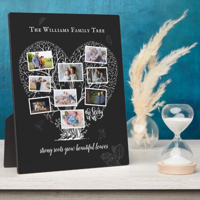 Family Name Photo Collage | Family Tree Heart Plaque (Side)