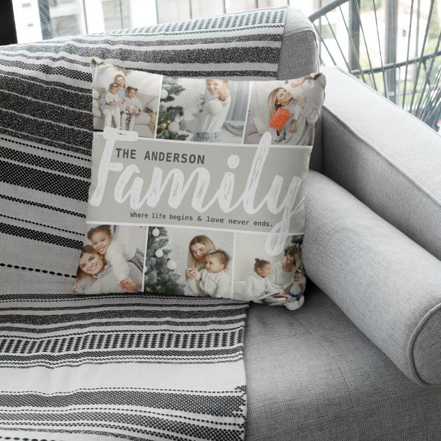 Family Name, Photo Collage & Quote Cushion (Creator Uploaded)