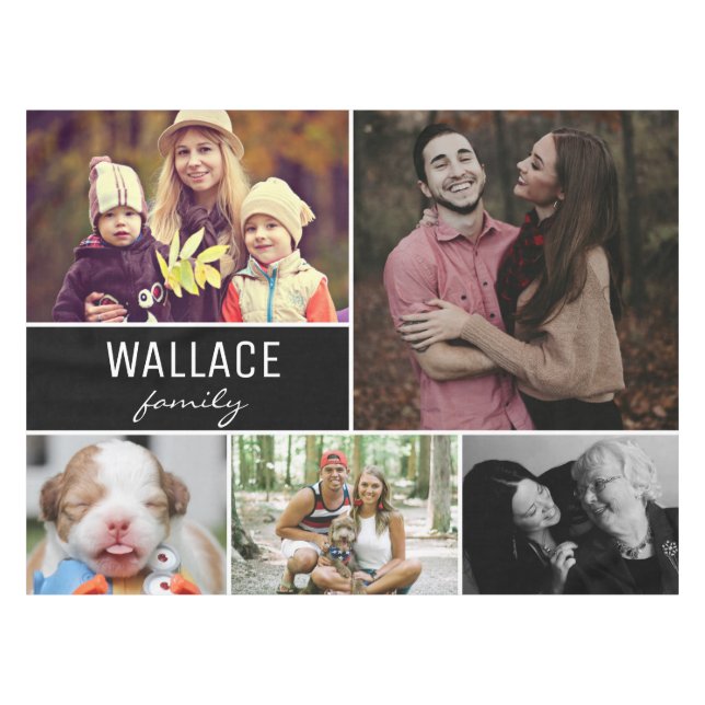 Family Name Photo Collage Reunion Tablecloth (Front (Horizontal))