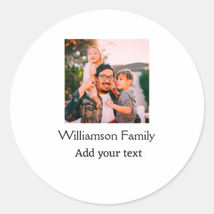 Family name photo message text holiday simple mode classic round sticker
