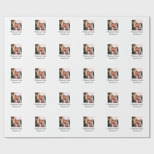 Family name photo message text holiday simple mode wrapping paper