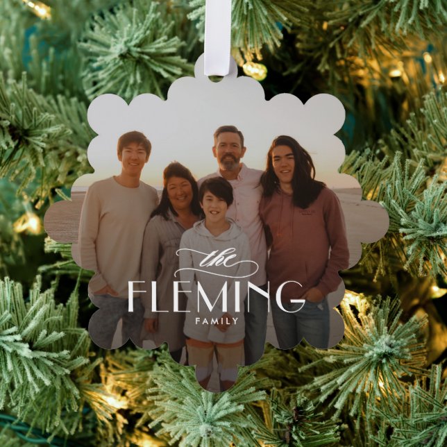 Family Name Photo Ornament Holiday Card (Insitu (Tree))