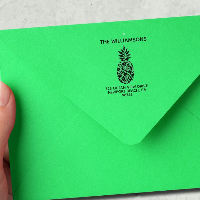 Family Name Pineapple Return Address Self-inking Stamp (Creator Uploaded)