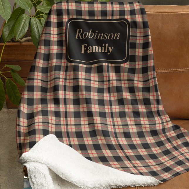 Family Name Plaid Sherpa Blanket (Creator Uploaded)