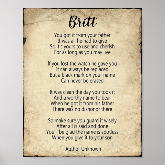 Family Name Poem Poster (Front)