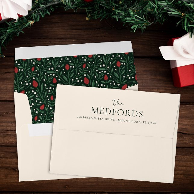 Family Name Pre-Addressed Christmas Floral Pattern Envelope (Creator Uploaded)