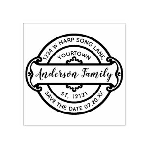 Family Name Return Address   Elegant Save the Date Rubber Stamp
