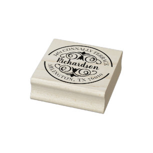 Family Name Return Address Elegant Script Rubber Stamp