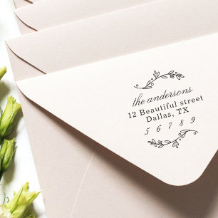 Family Name Return Address Greenery Branch Self-inking Stamp