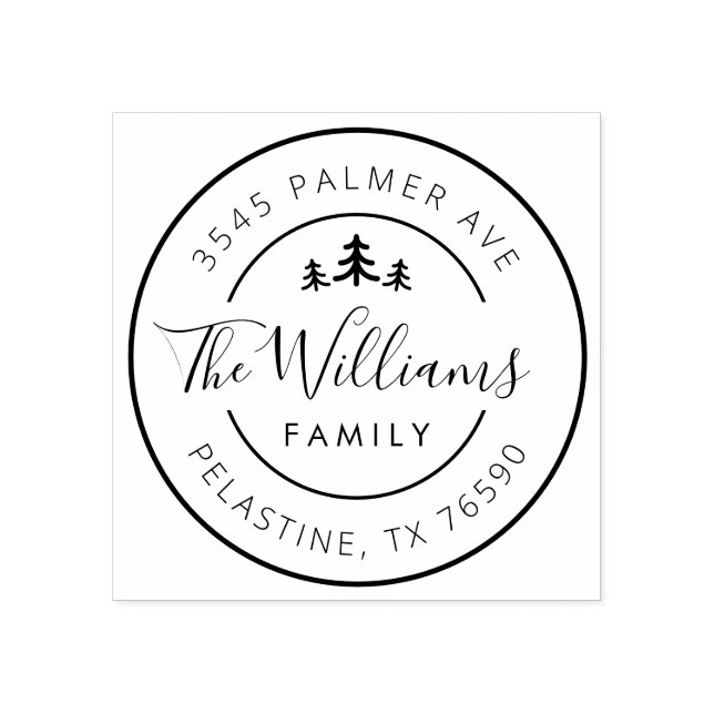 Family Name Return Address round logo  Rubber Stamp (Imprint)