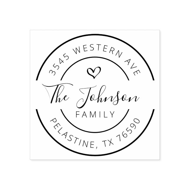 Family Name Return Address round logo Rubber Stamp (Imprint)