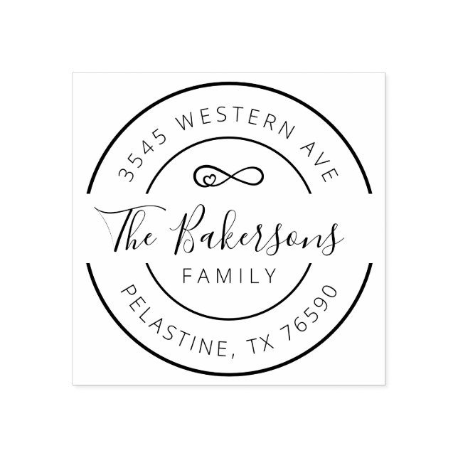 Family Name Return Address round logo Rubber Stamp (Imprint)