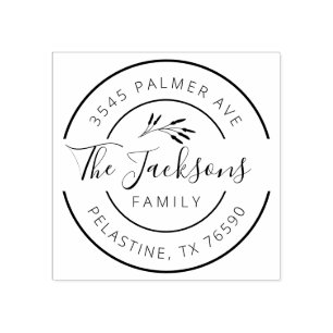 Family Name Return Address round logo Self-inking Rubber Stamp