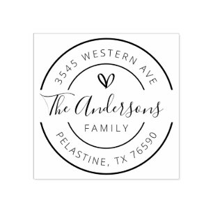Family Name Return Address round logo Self-inking  Rubber Stamp