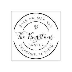 Family Name Return Address round logo Self-inking  Rubber Stamp