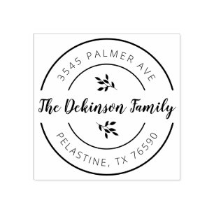 Family Name Return Address round logo Self-inking Rubber Stamp